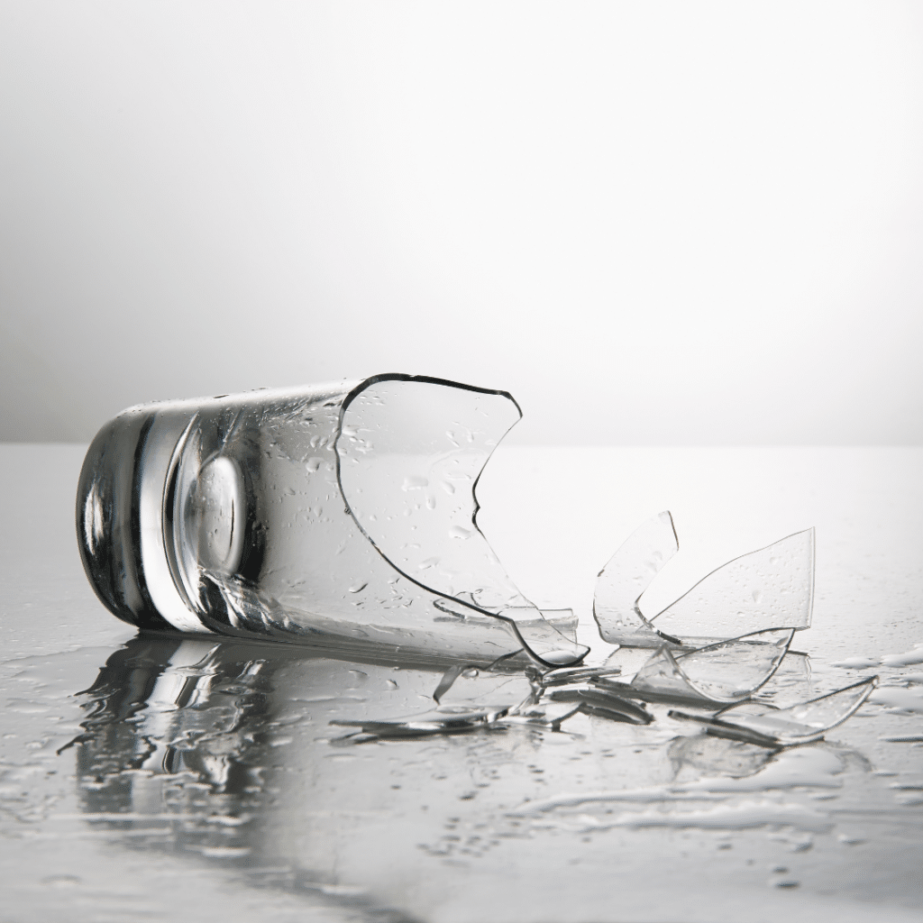 A broken glass. 