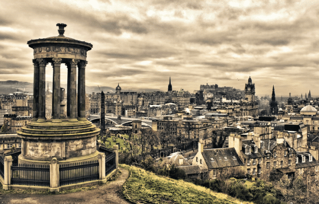 A view of Edinburgh under a moody sky